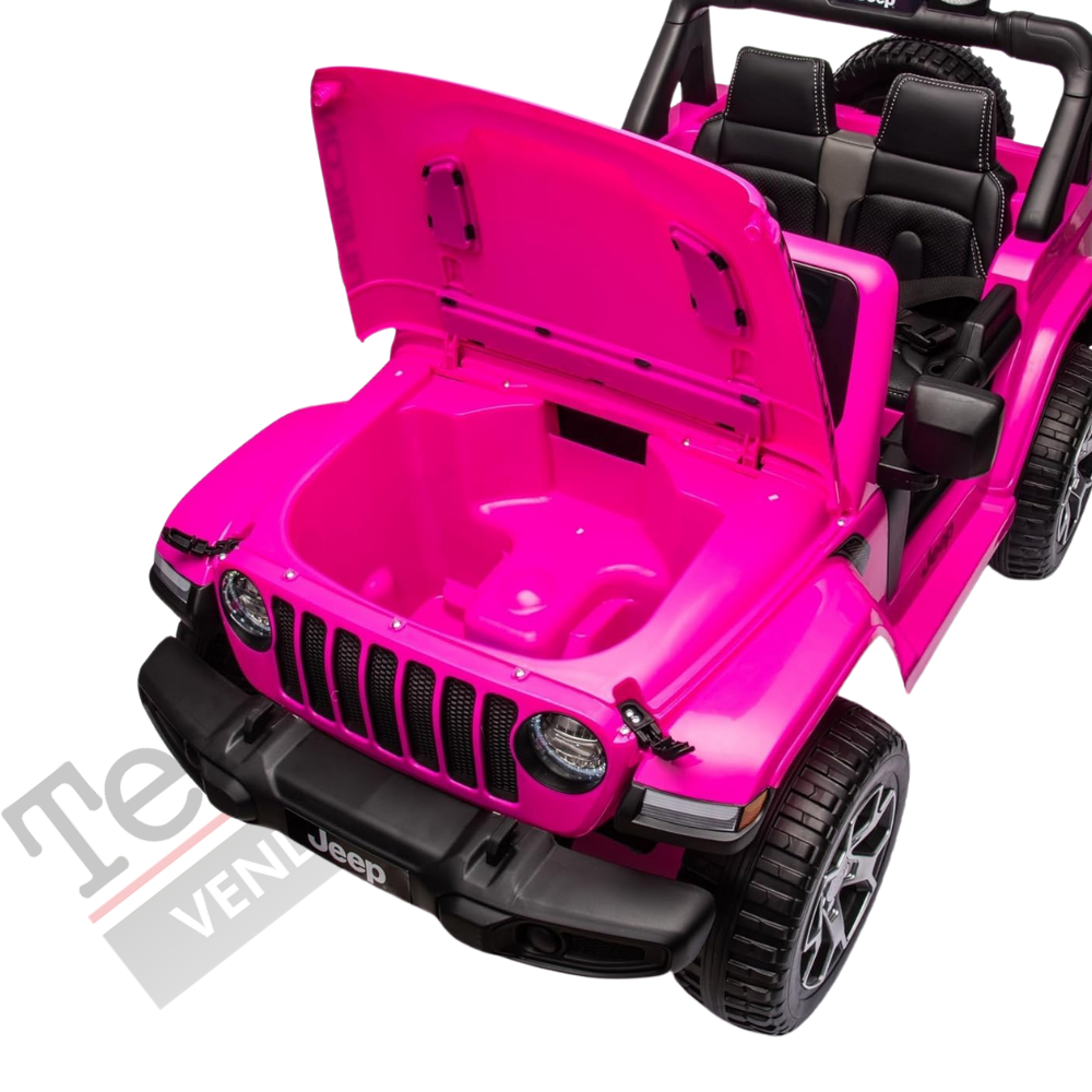 Auto Macchina Elettrica per Bambini JEEP FIAT Wrangler RUBICON 12V 2 Posti  con Monitor 4" Mp4 - Sedile in Pelle -Rosa