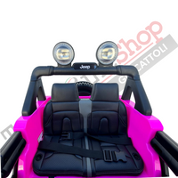 Auto Macchina Elettrica per Bambini JEEP FIAT Wrangler RUBICON 12V 2 Posti  con Monitor 4" Mp4 - Sedile in Pelle -Rosa