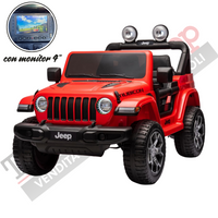 Auto Macchina Elettrica per Bambini JEEP FIAT Wrangler RUBICON 12V 2 Posti  con Monitor 4" Mp4 - Sedile in Pelle -Rosso