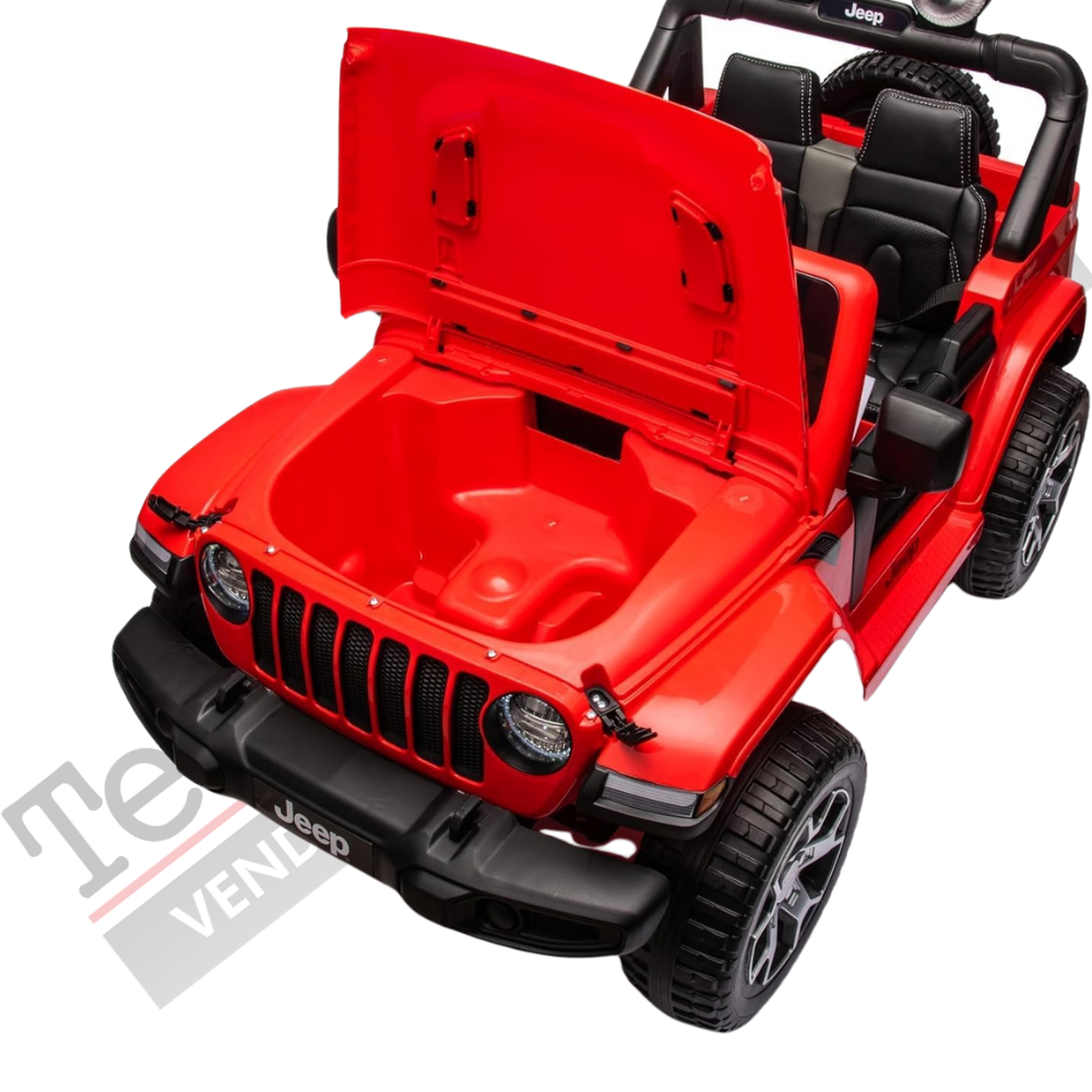 Auto Macchina Elettrica per Bambini JEEP FIAT Wrangler RUBICON 12V 2 Posti  con Monitor 4" Mp4 - Sedile in Pelle -Rosso