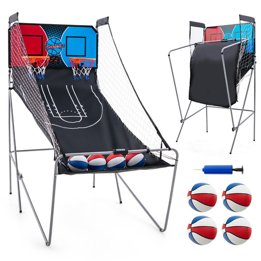 Gioco arcade da basket Double-shot 206 x 110 x 206 cm 8 modalità di gioco pieghevole metallo rosso 20_0012232