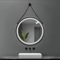 Specchio 5 mm tondo alluminio nero retroilluminato interruttore touch *** misura Ã˜80, tonalità dimmerabile 2700-450...