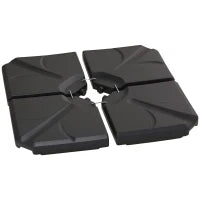 Base per Ombrellone in HDPE da 4 Pezzi, Riempibili con Acqua e Sabbia max 18kg, 103x103x8.3 cm, Nero