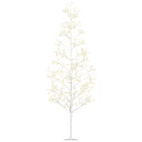 Albero di Natale Artificiale con 384 Luci LED Bianche e Rami Pieghevoli, in PP e Acciaio, Ø20x180 cm, Bianco