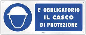 Cartello obbligo di casco di protezione mm 350x125 alluminio