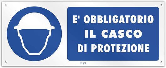Cartello obbligo di casco di protezione mm 350x125 alluminio