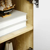 Credenza Moderna in Truciolato e Legno di Pino con 3 Cassetti e 2 Armadietti a 2 Livelli, 90x32x80A cm