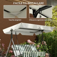 Tetto di Ricambio per Dondolo 3 Posti Impermeabile in Tessuto Oxford Bianco Crema, 210x145 cm