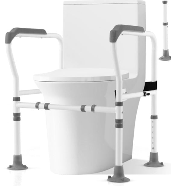 Supporto per WC bagno per anziani regolabile in altezza e larghezza, Supporto per gabinetto per anziani disabili Grigio-Salute e bellezza
