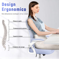 Sedia Ufficio Bracciolo Regolabile - RATTANTREE - con Supporto Lombare, Schienale Reclinabile 105°, viola