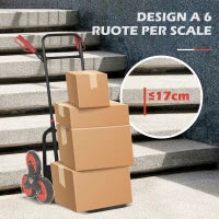 Carrello Portapacchi Pieghevole 120 kg max con Maniglia Estraibile, 60x45x109 cm, Rosso e Nero