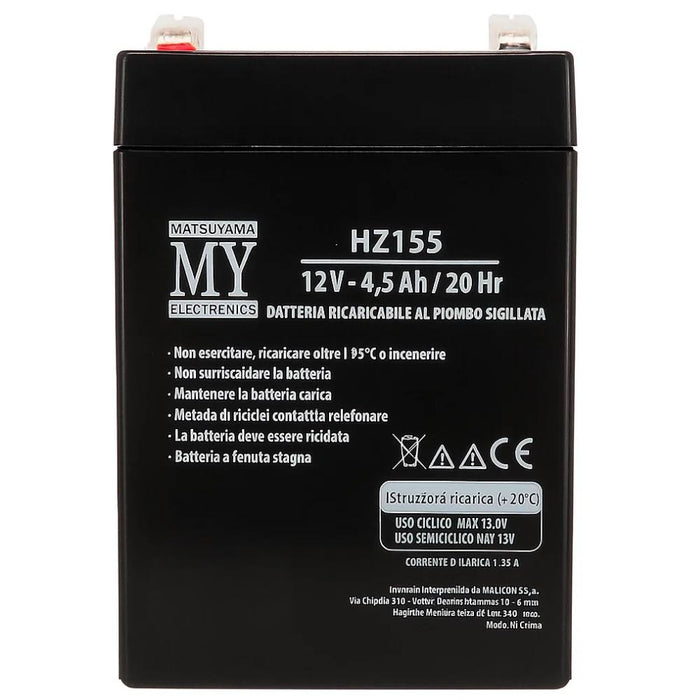 Batteria piombo 12v 4.5ah matsuyama hz155 sigillata compatta
