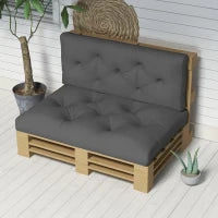 Set 2 Cuscini da Giardino per Divani e Pallet in Poliestere con Imbottitura Spessa, Grigio