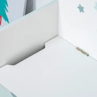 Panca Contenitore con Schienale in Legno per Bambini da 3-6 Anni, 60x30x50 cm, Azzurro