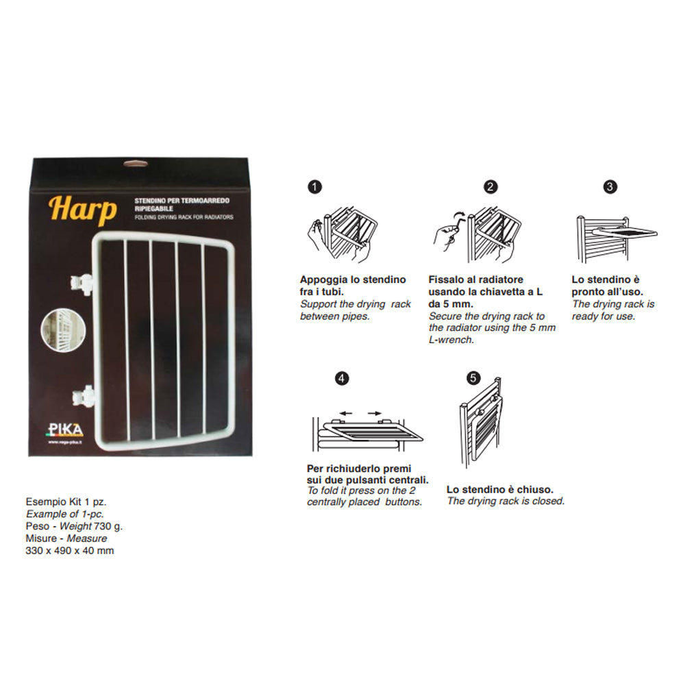Pika' stendino universale per radiatore richiudibile ripiegabile bianco