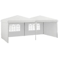 Tenda da Ricezione, Gazebo Pieghevole 6x3m con Pareti Laterali, Altezza Regolabile con Borsa da Trasporto con Ruote, Bianco