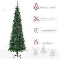 Albero di Natale Alto 195cm Realistico con Pigne Decorative e 556 Rami, Verde
