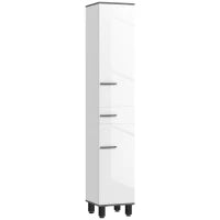 Mobile Colonna Bagno con 2 Armadietti con Ripiani Regolabili e Cassetto, 34x32x190 cm, Bianco