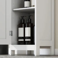 Mobile Alto Bagno con 2 Ripiani Aperti e 2 Armadietti con Scaffali Regolabili, in Legno, 30x30x170 cm, Bianco