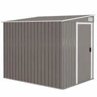 Capanno Attrezzi in Metallo 1.5x2m con Base, Porta Scorrevole e Tetto Inclinato, Grigio Chiaro
