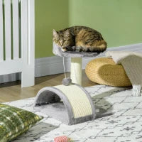 Albero tiragraffi per gatti con palline giocattolo, in sisal 35,5 x 37 x 46 cm, Grigio
