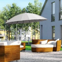 Ombrellone Decentrato da Giardino 3x2.6 m a 18 Stecche con Base a Croce, Grigio