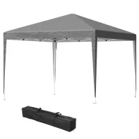 Gazebo Pop-up, Gazebo da Giardino Pieghevole Anti-UV con Sacco di Trasporto, Acciaio, Oxford 3 x 3 x 2.55 m, Grigio