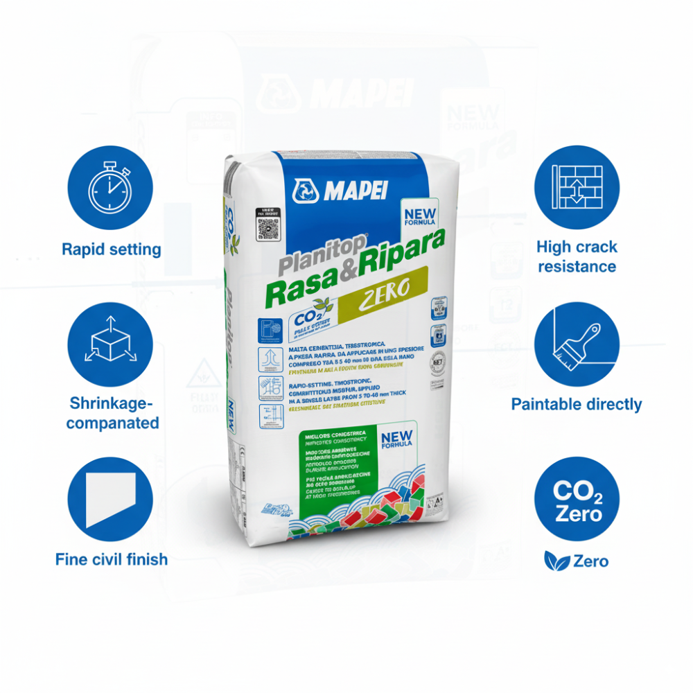 Malta cementizia tissotropica fibrorinforzata planitop rasa ripara r2 zero 5 kg pezzi 6
