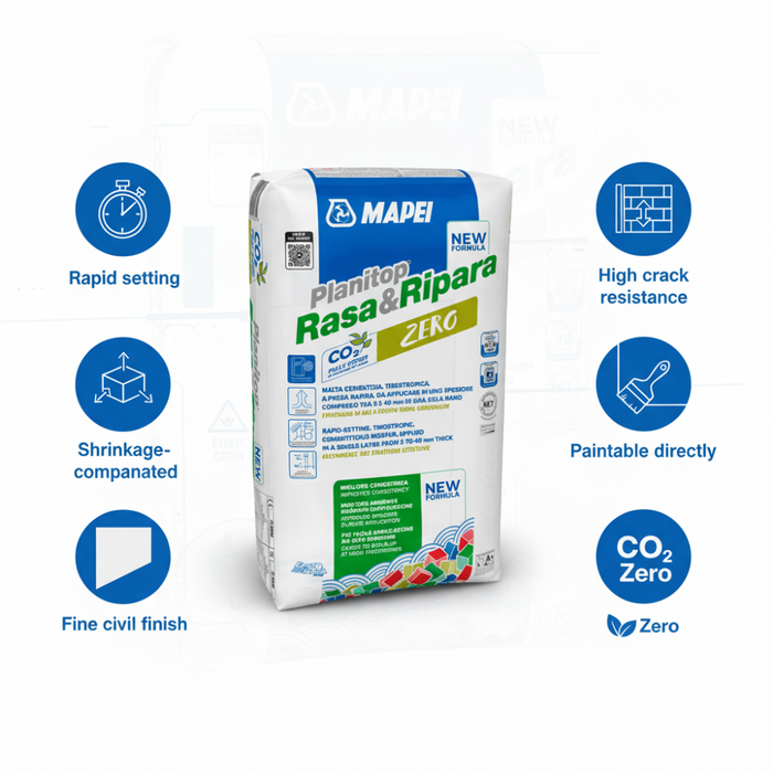 Malta cementizia tissotropica fibrorinforzata planitop rasa ripara r2 zero 5 kg pezzi 6