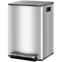 Bidone Immondizia a 2 Sezioni da 20L a Pedale con Coperchio Silenzioso, in Acciaio Inox e PP, 41.8x36.7x58 cm