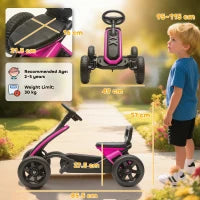 Go Kart a Pedali per Bambini 2-5 Anni con Struttura Metallica, Rosa