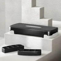 Stepper Fitness Casa, Step Fitness con Altezza Regolabile 10-15 cm, con Strato Antiscivolo, Pedana Step Fitness Casa per Allenamento a Palestra, 68x29cm, Nero e Grigio