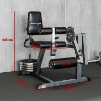 Calf Machine con Schienale e Cuscinetti Regolabili, in Acciaio, Plastica ed EVA, 100x90x105 cm, Grigio e Nero