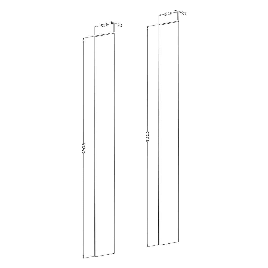 Guance di finitura per armadio della collezione MODULO, colore bianco lucido.