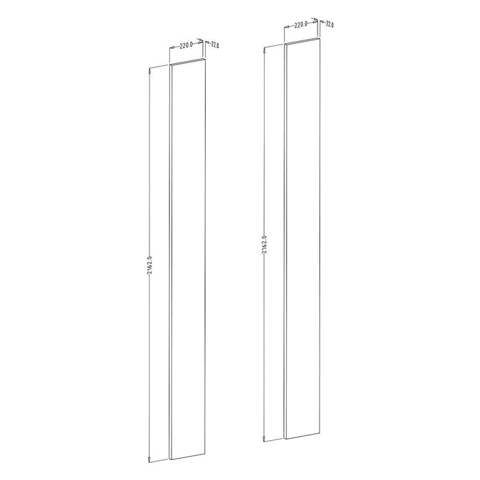 Guance di finitura per armadio della collezione MODULO, colore bianco lucido.