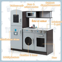 Cucina per bambini in legno con suoni vero fornello giocattolo con forno a microonde frigorifero ecc. da 3 a 8 anni 20_0006449