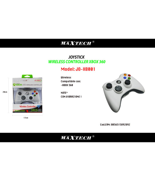 Joystick Joypad Controller Bianco Per Xbox 360 Wireless Senza Filo Compatibile         