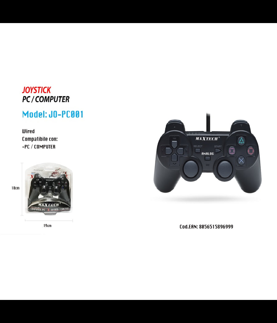 Joystick Usb Per Pc Con Filo Joypad Analogico Per Pc / Computer Maxtech Jo-pc01         