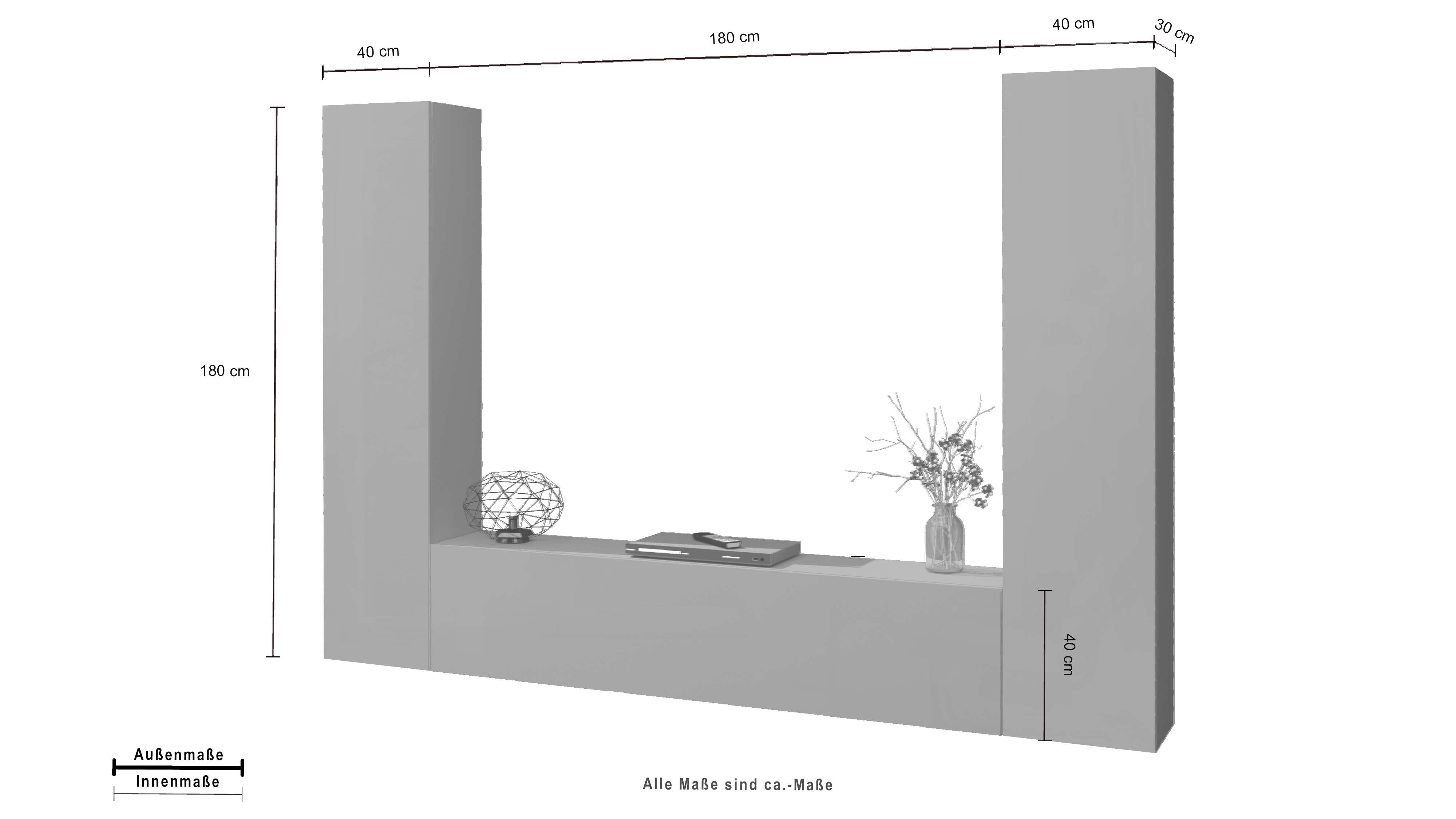 Parete attrezzata sospesa 2 armadi mobile TV moderna grigia Vibe RT
