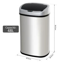 Homcom Pattumiera in Acciaio Inox con Apertura Automatica con Sensore 48 Litri