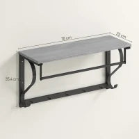 Stand Appendiabiti a Parete, Ganci da parete, 5 Ganci, ripiano superiore, versatile, Grigio