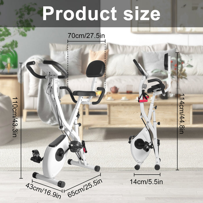 Cyclette 3 in 1 Eretta e Inclinata - RATTANTREE - 8 Livelli Di Resistenza Regolabili - Cyclette Pieghevole - Bianco