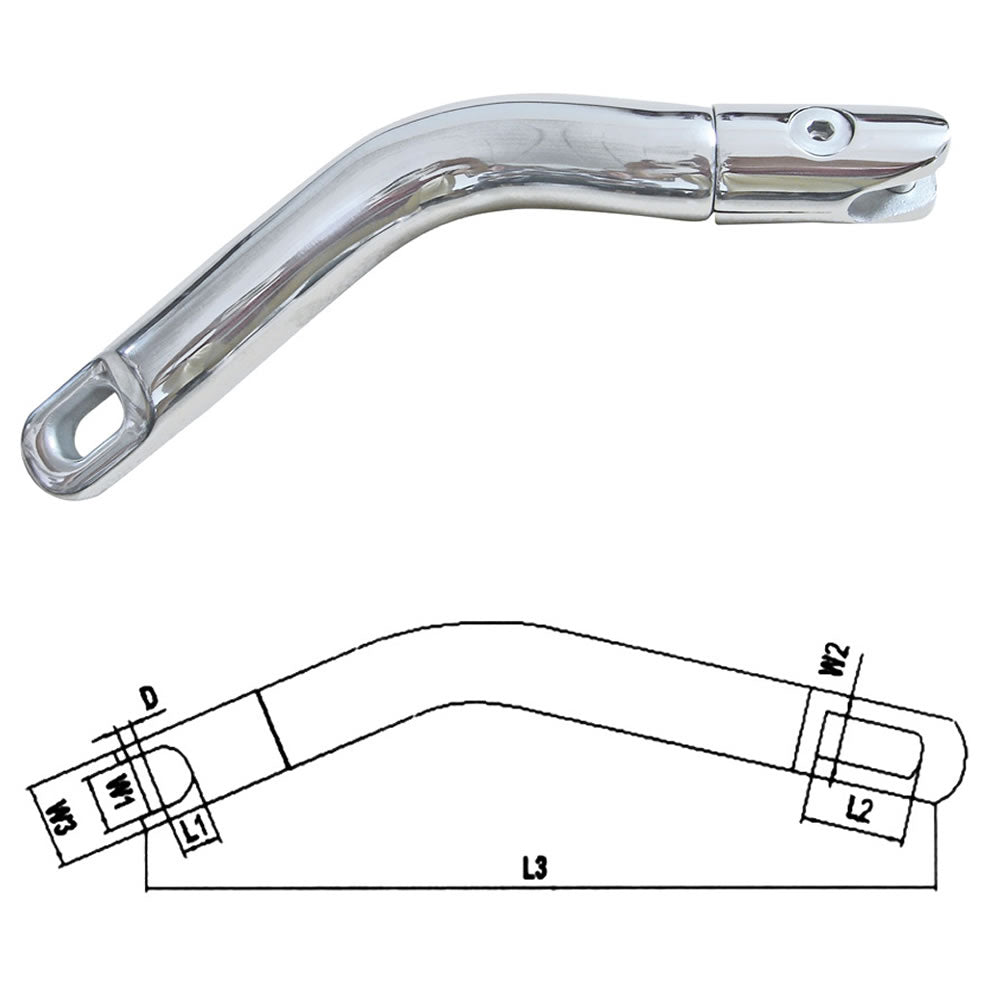Giunto salpa ancora girevole doppio in acciaio inox aisi 316 lunghezza mm 220