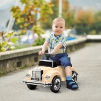 Macchina Elettrica per Bambini 18-48 Mesi Licenza Mercedes-Benz con Musica, Beige