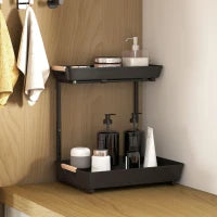 Scaffale da Cucina con 2 Ripiani, 40x30x42 cm, Nero