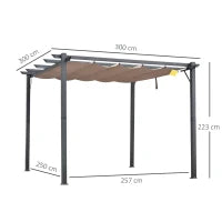 Pergola da Giardino 3x3 m con Tettuccio Retrattile Anti UV e Telaio in Alluminio, Grigio