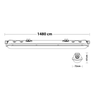 Optonica 6704 plafoniera led 150cm 55w 4500k ip65 impermeabile interno /esterno