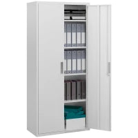 Armadio da Ufficio a 5 Livelli con 4 Ripiani Regolabili, in Acciaio, 80x40x180 cm, Bianco