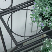 Portapiante in Metallo Pieghevole con 3 Vasi e Ripiano Inferiore per Casa e Giardino, 47x37x78.5cm, Nero