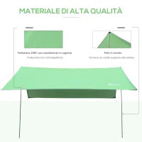 Tenda da Sole Portatile 3x3 m, Tendalino Parasole Impermeabile per Campeggio, e Spiaggia, Verde
